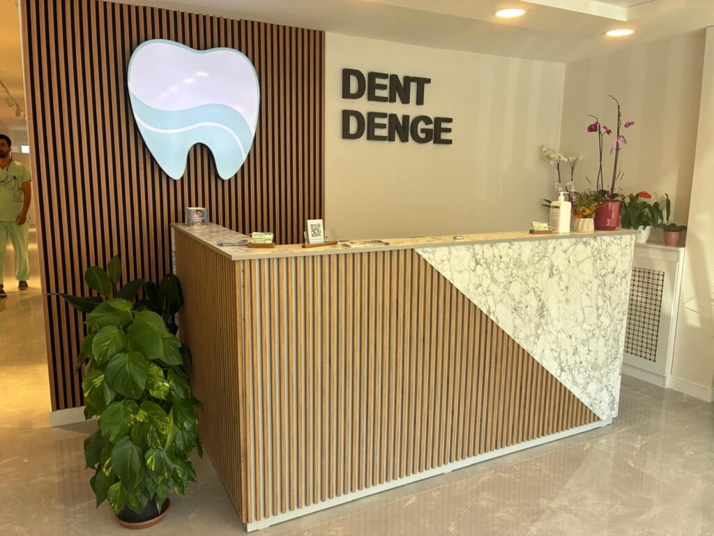The frontage of the clinic in Çankaya, Ankara, with the Dent Denge sign.